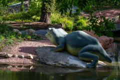 Labyrinthodon model after conservation 2026 Crystal Palace Park