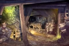 Excavation display of the Bernissart Iguanodons