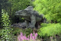 Megalosaurus 2015 Crystal Palace Dinosaur statues by Benjamin Waterhouse Hawkins in 1850s located in Crystal Palace, a suburb of London, UK.