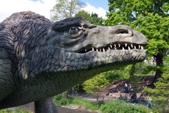 Megalosaurus 2014 Crystal Palace Dinosaur statues by Benjamin Waterhouse Hawkins in 1850s located in Crystal Palace, a suburb of London, UK.