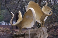 Pterodactyl (Oolite) statues, restored 2000, damaged after 2005, Crystal Palace Dinosaurs | ProfJoeCain