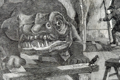 Labyrinthodon close-up. The Extinct Animals Model-Room Labyrinthodon close-up. The Extinct Animals Model-Room