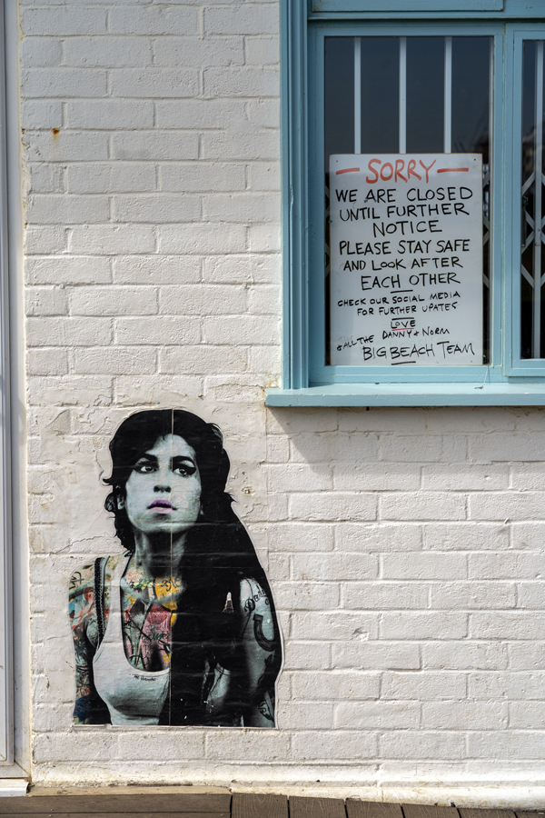 Amy Winehouse mural on Big Beach Cafe, Hove, from When the Roof Blew Off - Lockdown Cultures - Photo Essay - ProfJoeCain