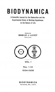 Biodynamica journal volume 1 (1934-1938) numbers 1-33
