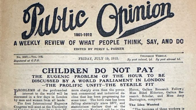 Public Opinion newspaper front page 08 July 1912