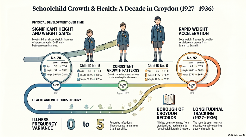 Infographic of Medical Cards from Croydon Schoolchildren 1920s-1930s