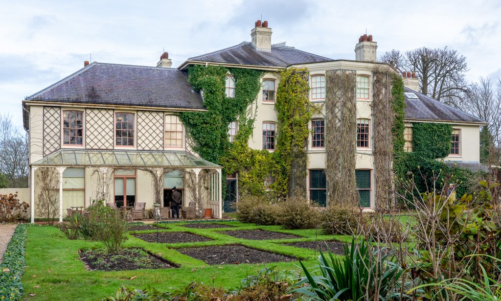 Down House, Kent. View of rear and back garden.