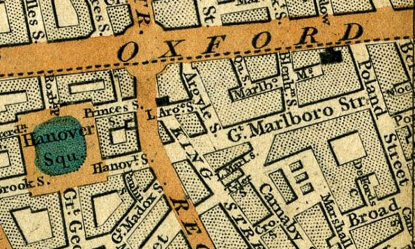 Great Marlborough Street, London in 1837 map