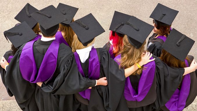 Graduates celebrating after UCL ceremony.