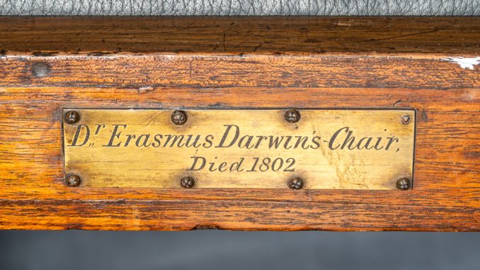Brass plate for Erasmus Darwin's Chair
