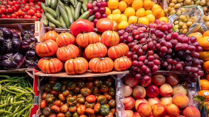 Vegetables and Fruit in a Market in Malaga, Spain 2025